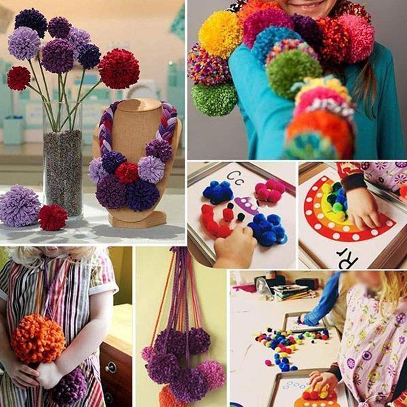 Wayion Pom Pom Maker Art DIY 4 Size Fluff Ball Bobble Weaver Needle Craft Knitting Wool Tool Kit with a Thread Cutter Scissors - Image 5